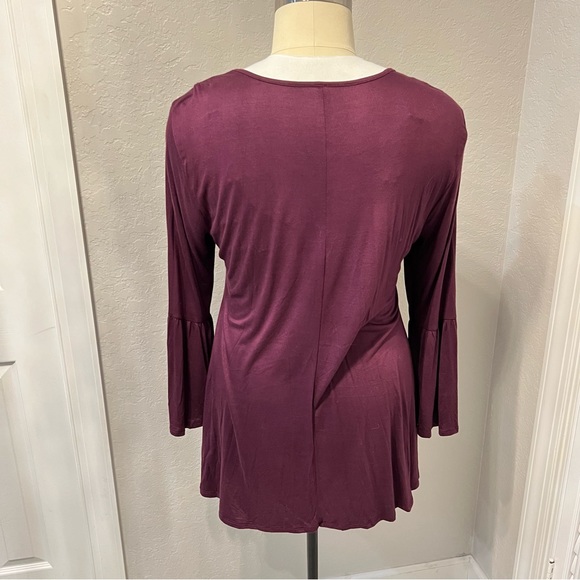 24Seven Apparel | Burgundy Bell Sleeve Tunic - Picture 2 of 10